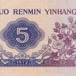 Top Vente Billet Chine 5 Jiao - Travailleuses - Fleurs - 1972 - P.880c
