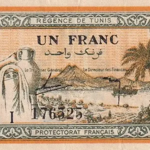 Bon Marché Billet Tunisie 1 Franc - Régence de Tunis - 15.07.1943 - Série I - P.55