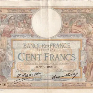 Commander Vite Billet France 100 Francs - Luc Olivier Merson - 28-09-1928 - Série C.22836 - F.24.07
