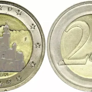 Fait Main Allemagne 2 Euros - Bavière - Colorisée - 2012 F Stuttgart