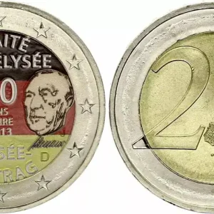 Allemagne 2 Euros - Traité de l'Elysée - Colorisée - 2013 J Hambourg Marque