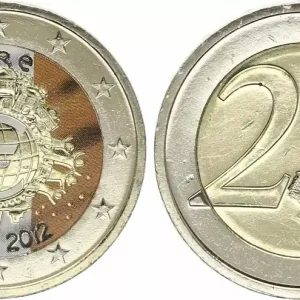 Nouvelle Collection Irlande 2 Euros - 10 ans de l'Euro - Colorisée - 2012