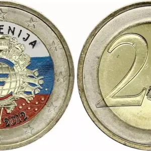Vente Flash Slovénie 2 Euros - 10 ans de l'Euro - Colorisée - 2012