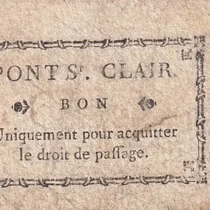 Billet France 6 Deniers - Rhône - Pont-Saint-Clair - Passage d'une personne à pied - 1792 - Kol.69.43 Garantie Incluse
