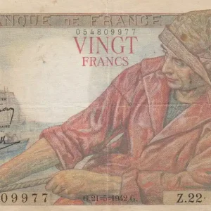 Billet France 20 Francs - Pêcheur - 21-05-1942 - Série Z.22 - F.13.02 Marque
