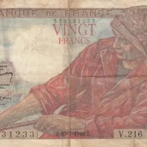 Certifié Billet France 20 Francs - Pêcheur - 10-03-1949 - Série V.216 - F.13.14