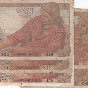 Top Vente Billet France Lot 5 x 20 Francs - Pêcheur - 1942 et 1943 - F.13