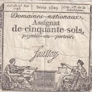 Top Qualité Billet France 50 Sols - Liberté et Justice (23-05-1793) - Sign. Saussay - Série 1809 - L.167.1