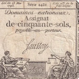 Dernier Modèle Billet France 50 Sols - Liberté et Justice (23-05-1793) - Sign. Saussay - Série 2451 - L.167.1
