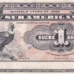 Billet Equateur 1 Sucre - Oiseau - Bateau - 1920 - P.S251r Soldes