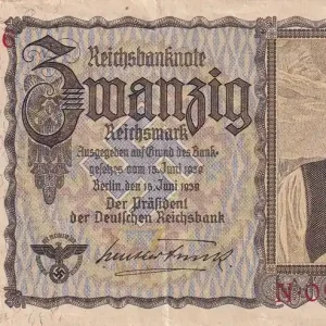 Billet Allemagne 20 Reichsmark - Jeune femme - Paysage - 1939 - Lettre N - P.185 Livraison Gratuite