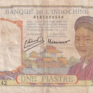 Billet Indo-Chine Fr. 1 Piastre - Femme - Temple - ND (1936) - Série F.7242 - P.54c Promotion