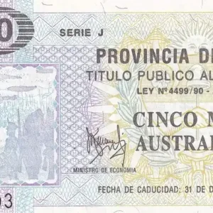 Artisanat Billet Argentine 5000 Australes - Province de Jujuy - 1990 - Série J - P.S2412