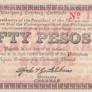 Top Qualité Billet Philippines 50 Pesos - Province du Negros - 1943 P.S665