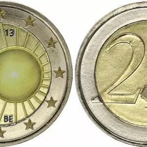 Expédié Aujourd’hui Belgique 2 Euros - Institut royal météorologique - Colorisée - 2013