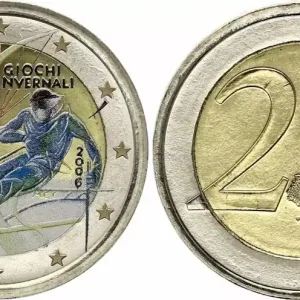 Italie 2 Euros - Jeux Olympiques d'Hiver de Turin - Colorisée - 2006 Bon Marché