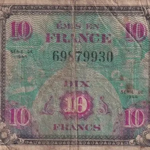 Billet France 10 Francs - Drapeau - Sans Série - 1944 - VF.18.01 Super Prix