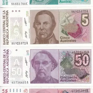 Billet Argentine Lot 4 billets - 1, 5, 50, 100 Australes Promotion