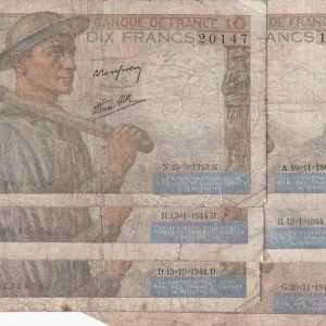 Marque Billet France Lot 6 x10 Francs Mineur - dates différentes 1942 à 1944