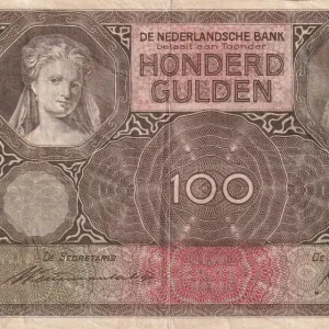 Billet Pays-Bas 100 Gulden - Portraits de femme - 04-12-1940 - Série DJ - P.51a Marque