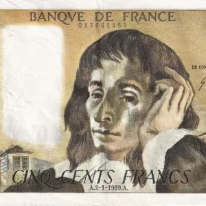 Prix Choc Billet France 500 Francs - Pascal - 02-01-1969 - Série B.8 - F.71.03