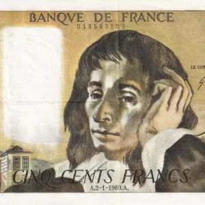 Édition Limitée Billet France 500 Francs - Pascal - 02-01-1969 - Série L.8 - F.71.03