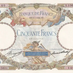 Original Billet France 50 Francs - Luc Olivier Merson - 05-07-1934 - Série Y.15651 - F.16.05
