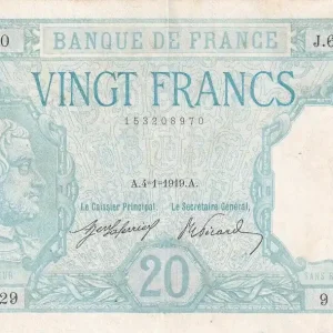 Achetez Aujourd’hui Billet France 20 Francs - Bayard - 04-01-1919 - Série J.6129 - F.11.04