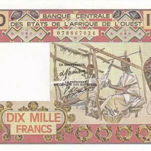 Billet BCEAO 10000 Francs - Tissage - ND (1986-1987) - Série O.032 - Lettre D (Mali) - P.408De Retour Gratuit