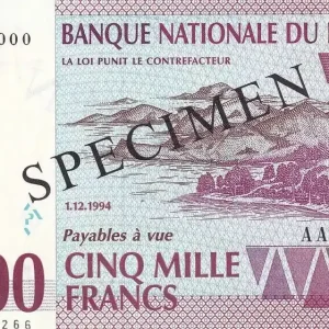 Billet Rwanda 5000 Francs - Paysage - Lion - Spécimen - 1994 - P.25s Promotion