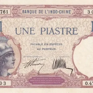 Top Qualité Billet Indo-Chine Fr. 1 Piastre - Walhain - ND (1927-1931) - Série O.4761 - P.48b