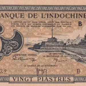 Édition Limitée Billet Indo-Chine Fr. 20 Piastres - Forteresse - Statue - ND (1942-1945) -P.71