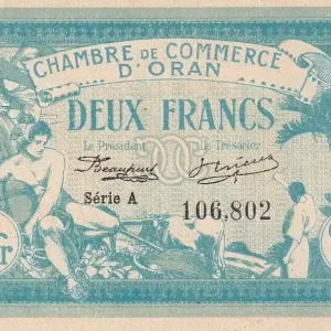 Billet Algérie 2 Francs - Chambre de commerce d'Oran - 1915 - Série A - P.141.3 Livraison Gratuite