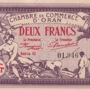 Certifié Billet Algérie 2 Francs - Chambre de commerce d'Oran - 1920 - Série II - P.141.24