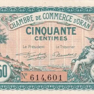 Premium Billet Algérie 50 Centimes - Chambre de commerce d'Oran - 1921 - P.141.25