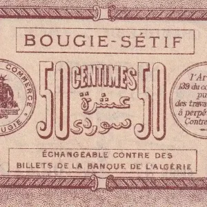 Billet Algérie 50 Centimes - Chambre de commerce de Bougie-Sétif - 1915 - Série 37 - P.139.1 Seulement Aujourd’hui