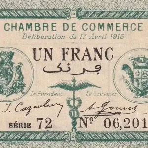 Marque Billet Algérie 1 Franc - Chambre de commerce de Bougie-Sétif - 1915 - Série 72 - P.139.2