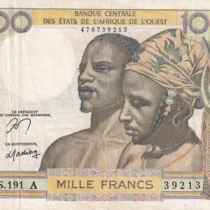 Top Qualité Billet BCEAO 1000 Francs - Couple africains - Fleuve - ND (1978-79)- Lettre A (Côte d'Ivoire) - Série S.191 - P.103Am
