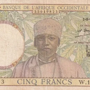 Original Billet B A O 5 Francs - Caféier - Tisseran - 01-08-1935 - Série W.1402 - P.21