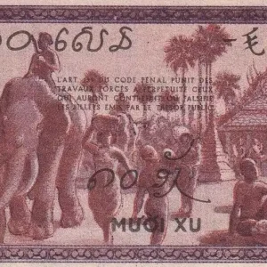 Remise Billet Indo-Chine Fr. 10 Cents - Eléphants - ND (1942) - Série BG - P.85c