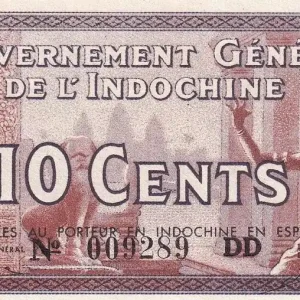 Billet Indo-Chine Fr. 10 Cents - Eléphants - ND (1942) - Série DD - P.85d Paiement Sécurisé