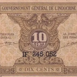 Billet Indo-Chine Fr. 10 Cents - Brun - ND (1942) - Série IF - P.89a Solde