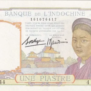 Billet Indo-Chine Fr. 1 Piastre - Femme - Temple - ND (1936) - Série B.6444 - P.54b Quantité Limitée