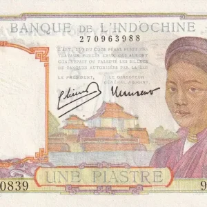 Promotion Billet Indo-Chine Fr. 1 Piastre - Femme - Temple - ND (1946) - Série O.10839 - P.54c