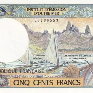 Billet Tahiti 500 Francs - Polynésien - Pirogue - ND (1985) - Série S.3 - P.25d Livraison Mondiale