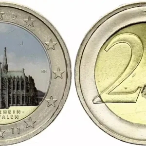 Marque Allemagne 2 Euros - Cathédrale de Cologne - Colorisée - J Hambourg - 2011