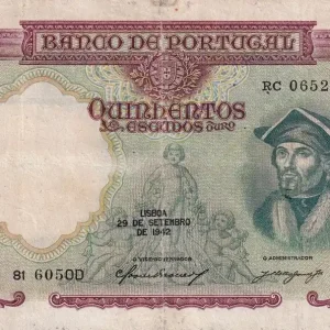 Billet Portugal 500 Escudos - Damiao De Goes - 1942 - Série RC - P.155 Jusqu’à Épuisement Des Stocks