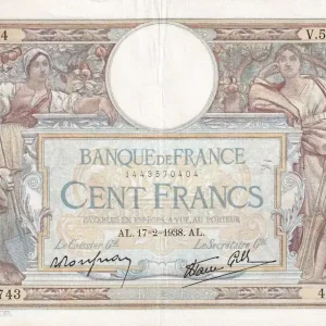 Billet France 100 Francs - Luc Olivier Merson - 17-02-1938 - Série V.57743 - F.25.11 Nouveauté