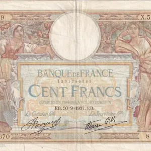 Billet France 100 Francs - Luc Olivier Merson - 30-09-1937 - Série X.55670 - F.25.02 Produit De Marque