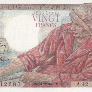 Artisanat Billet France 20 Francs - Pêcheur - 24-09-1942 - Série A.42 - F.13.03